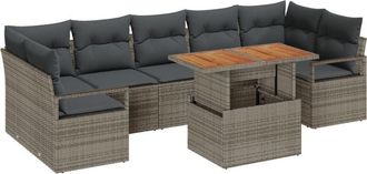vidaXL Garden Sofa Set with Storage 8 pcs Grey Poly rattan Vidaxl