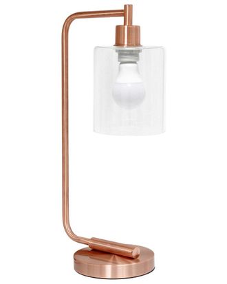 Lalia Home 18.8In Industrial Bronson Lantern Desk Table Lamp With Glass Shade & Led Bulb Included