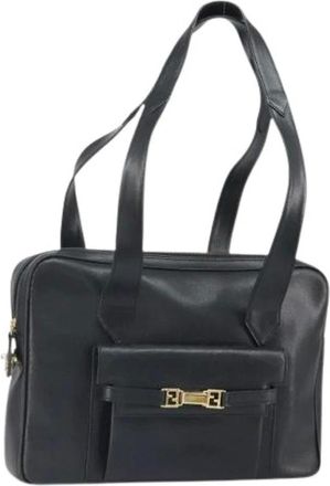 Fendi Pre-owned Shoulder Bags, female, Black, Size: ONE SIZE Pre-owned Leather Shoulder Bag