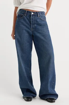 Good American Vintage Low Slung Baggy Wide Leg Jeans in Trace at Nordstrom, Size 00