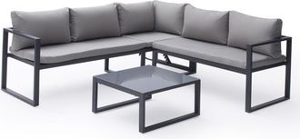 Happy Garden Conjunto De Jard&iacute;n Ajustable Ibiza Tela Gris 4 Plazas Aluminio Antracita