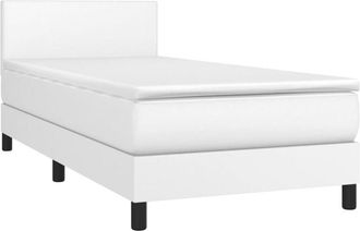 vidaXL Cama Box Spring Y Colch&oacute;n Led Cuero Sint&eacute;tico Blanco 80x200 Cm Vidaxl