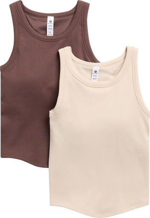 90 Degree by Reflex Pack of 2 Seamless Rib Honey Tank in Classic Brown/Mist Sand at Nordstrom Rack, Size X-Large