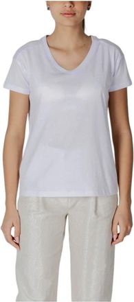 A|X Armani Exchange V-hals Korte Mouw T-shirt van Katoen - Dames - T-shirts - Wit - M - Katoen - Tops