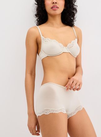 Miiyu Womens Lace trim solid boyshort Nylon and recycled nylon