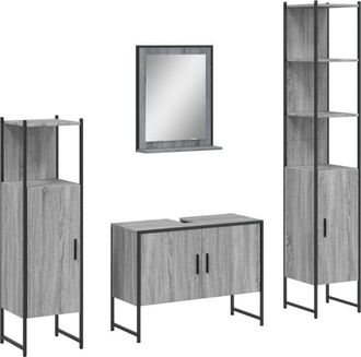 vidaXL Vidaxl - Set De Armario De Ba&ntilde;o 4 Pzas Madera Contrachapada Gris Sonoma