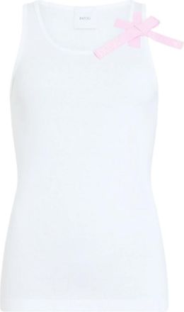 Patou White Bow Round Neck Top