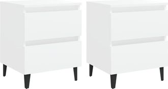 vidaXL Vidaxl - Mesitas De Noche 2 Uds Madera Contrachapada Blanco 40x35x50 Cm