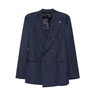 Luigi Bianchi Mantova Double-Breasted Suit - Heren - Pakken - Blauw - Maat: XL Wol