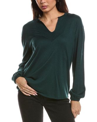 Fort&eacute; Cashmere Split Neck Silk & Cashmere-Blend Sweater