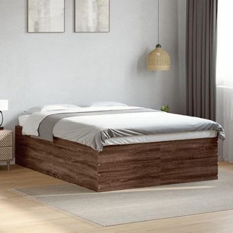 vidaXL Vidaxl - Estructura De Cama Madera De Ingenier&iacute;a Marr&oacute;n Roble 135x190 Cm