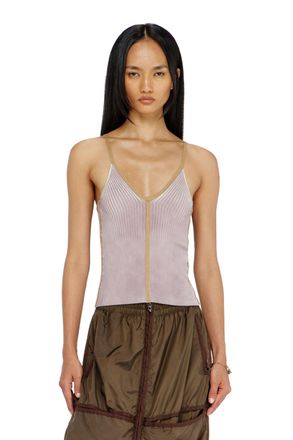 Diesel Rib-knit cami top with contrast bands - T-Shirts - Woman - Violet