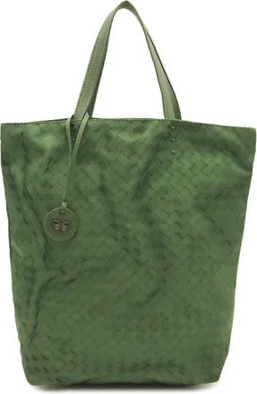 Bottega Veneta Green Nylon Leather Tote Bag (Pre-Owned)