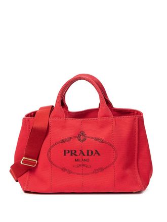 Prada small Canapa logo-print tote bag - Red