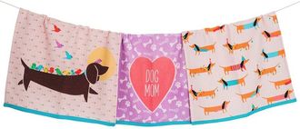 Tiramisu Whimsical Dachshund Trio Cotton Kitchen Towel Set