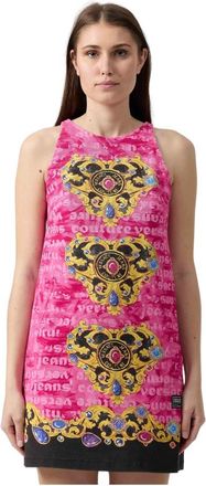 Versace Jeans Couture Kleurrijke Mini Trapezium Jurk - Dames - Korte kleedjes - Veelkleurig - XS - Katoen - Kleedjes