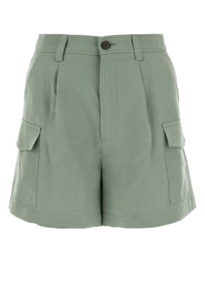 【送料&関税込】Woolrich Sage Green Viscose Blend Shorts Women's Cargo Shorts in a Linen Blend with Pockets green