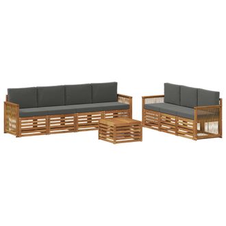 vidaXL Juegos De Sof&aacute;s Con Coj&iacute;n 8 Pcs Madera De Acacia S&oacute;lida Vidaxl