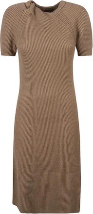 Stella McCartney Shifting Volume Cashmere Knit Jurk - Dames - Kleedjes - Bruin - M - Wol - Kleedjes