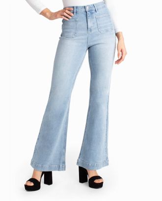 Nicole Miller Sutton Place High Rise Flare Jean In Light Blue