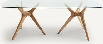 AM.PM Rechthoekige tafel van glas en eikenhout, Maricielo