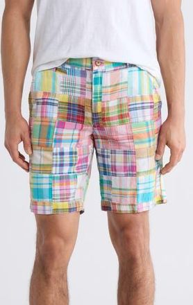 Vintage 1946 Patchwork Madras Flat Front Shorts in Pineapple at Nordstrom Rack, Size 38