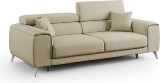 Divani.Store Fusion Sof&aacute; Con Asientos Deslizantes En Tela Suave Antimanchas 215 Cm Camel