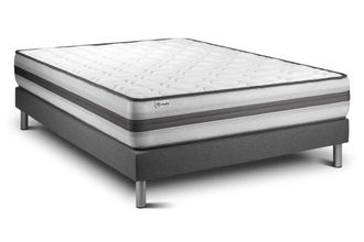VITALIT Somier gris + colch&oacute;n con muelles y viscoel&aacute;stica 140 x 190