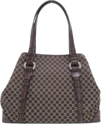 Celine Pre-owned Canvas Leather Shoulder Bag - Dames - Vintage Shopper - Bruin - ONE Size - Leer - Vintage