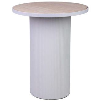 Wanderlust Deco Mesa auxiliar de metal blanco y madera 46x46x56h cm