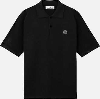 Stone Island Mens S00B5 Knitted Polo Black - Size: 40