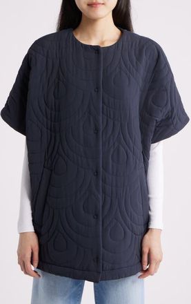 Ilse Jacobsen Blossom Short Sleeve Quilted Cape in Dark Indigo at Nordstrom, Size X-Large