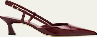 Stuart Weitzman Vinnie Patent Kitten Slingback Pumps