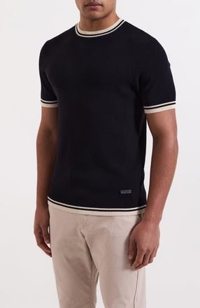 Mauvais Riccio Slim Knit Tipped Tee in Black at Nordstrom, Size X-Large