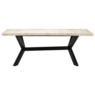 Berkfield Home Dining Table White 200x100x75 cm Solid Mango Wood | Size: 200 x 100 x 75 cm