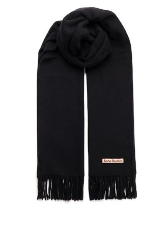 Acne Studios Wool Scarf Scarves And Foulards Nero-Donna