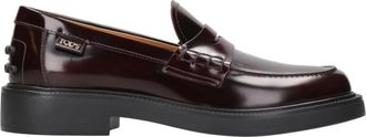 Tod's Grape-Must Leren Masker met Logo - Dames - Loafers - Bruin - 40 EU - Leer - Schoenen