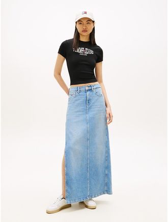 Tommy Hilfiger Womens Tommy Jeans High-Rise Denim Maxi Skirt - Blue - XS