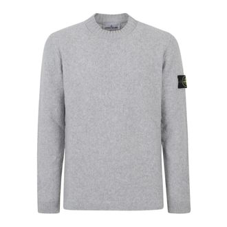 Stone Island Round-neck Knitwear, male, Gray, L, Fancy Yarn Crewneck Jumper