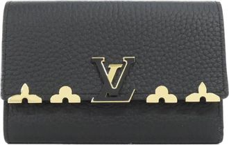 Louis Vuitton Black Leather Wallet (Tri-Fold) (Pre-Owned)