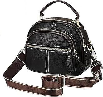 Generic Classic Multifunctional Compartments Adjustable Wide Shoulder Strap Leather Crossbody Bag,Crossbody Bag (black)