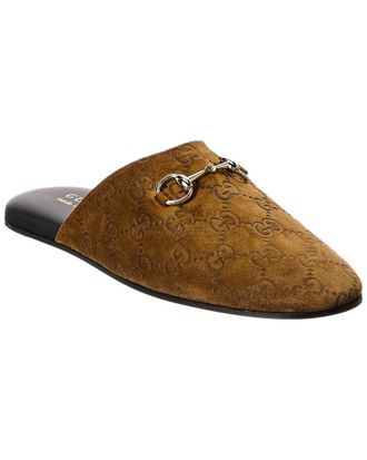 Gucci Horsebit Gg Suede Mule