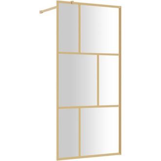 vidaXL Mampara Puerta De Ducha Vidrio Transparente Esg Dorado 90x195cm Vidaxl