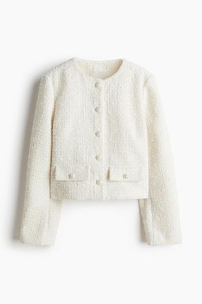 H&M Boucl&eacute;-Jacke - Weiss