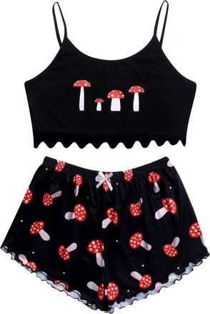 Generic Ladies Silk Pyjamas Women Tie Dye Printing Cropped Vest Top Pyjamas Sexy Sleepwear Set Cami Sets Summer Pajamas Sleeveless Shorts Lingerie Sexy Slim S