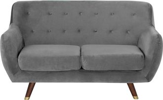 Beliani Beliani - Sof&aacute; 2 Plazas Gris Tapizado En Tela Respaldo Acolchado Abotonado Asiento Acolchado Patas De Madera Bodo