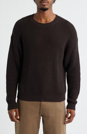 BP. Oversize Cotton Crewneck Sweater in Brown Torte at Nordstrom, Size Xx-Large