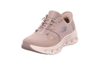 Skechers Womens Glide-Step Pro Slip-On Sneakers, Taupe Mesh/Silver Trim, 5.5 UK