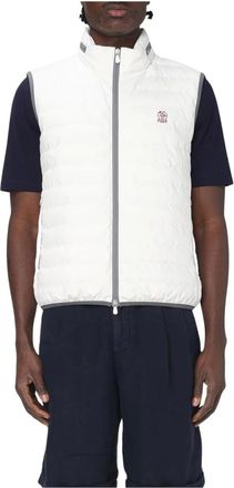 Brunello Cucinelli White Quilted Stand Collar Vest