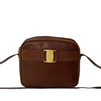 Ferragamo Pre-owned Ferragamo Lizard Embossed Leather Vara Crossbody Ladies D213096
